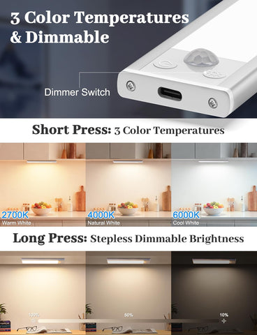 VerRon motion sensor under cabinet light auto activates with hands-free convenience.