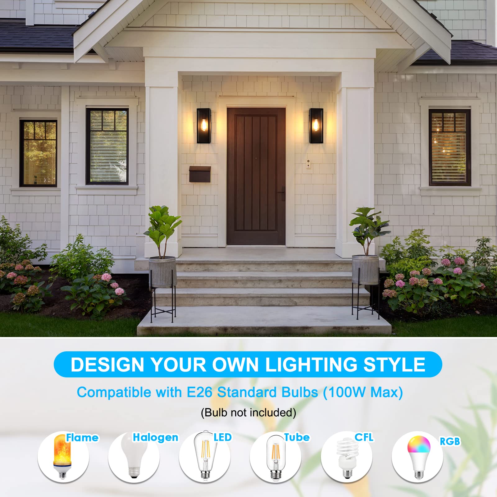 VerRon exterior wall light kit suitable for front doors, patios, and garages.