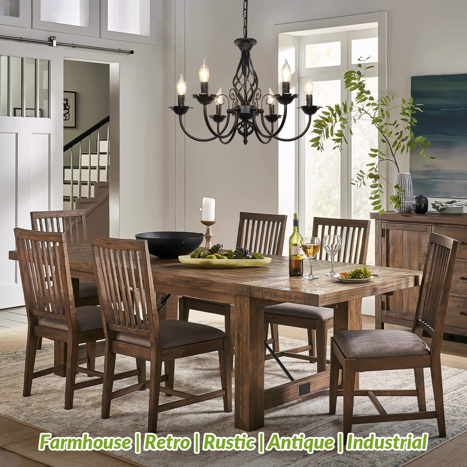 VerRon rustic-industrial pendant light in matte black elevates kitchen and dining spaces