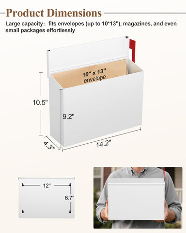 VERSASKY silent-closing lid reduces noise during daily mail retrieval.