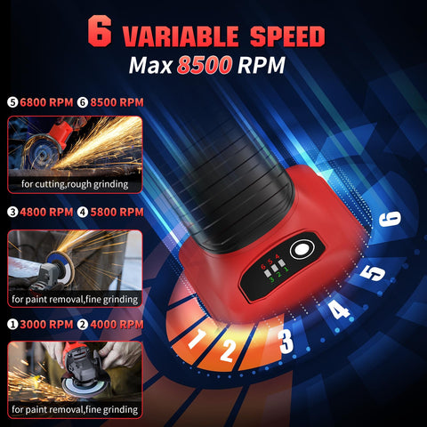VerveWave angle grinder ergonomic grip and safety switch for comfortable control