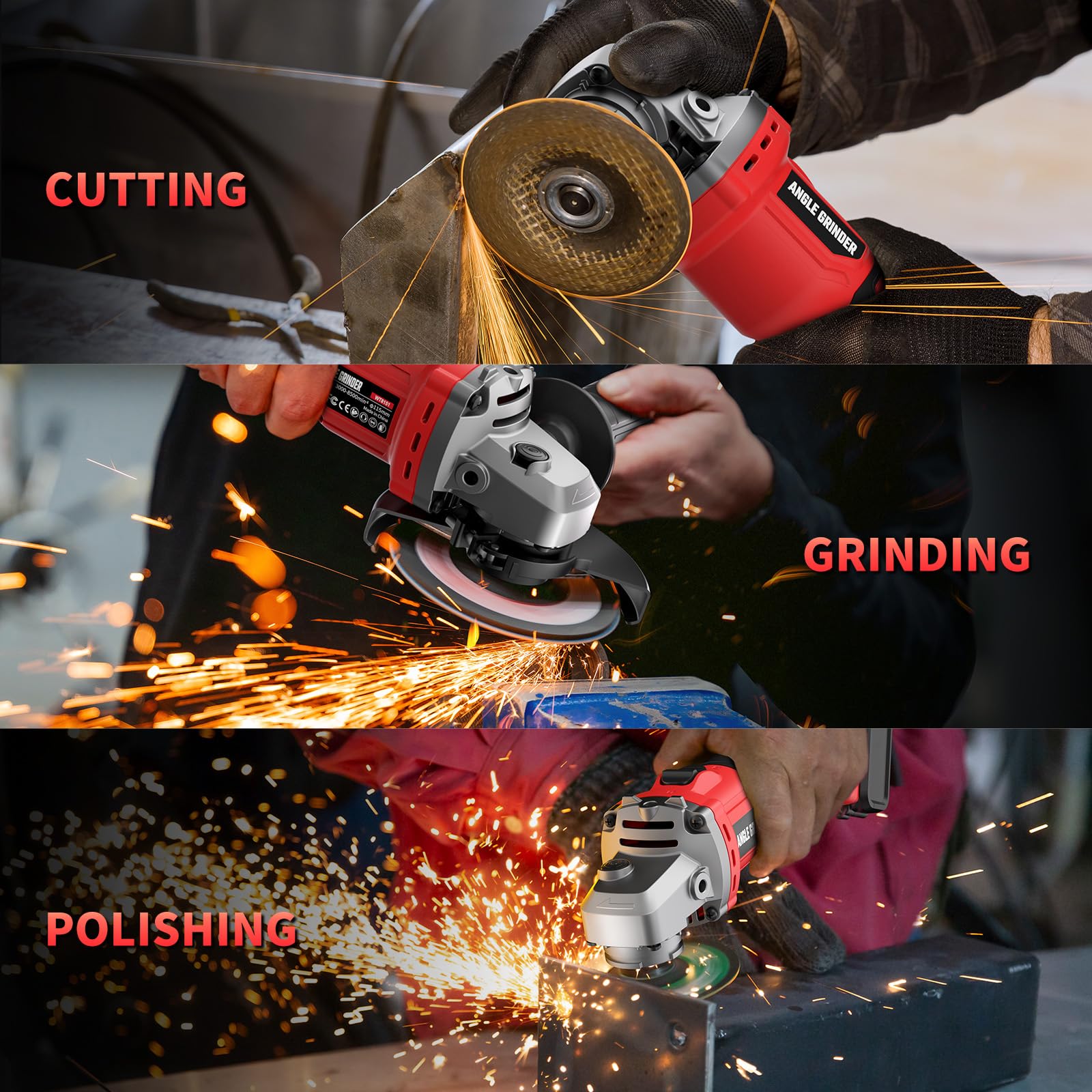 VerveWave angle grinder spindle lock enables quick wheel changes