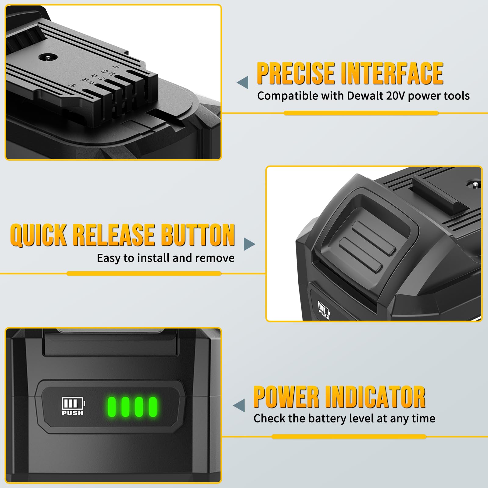 VERVEWAVE battery LED indicator highlighting remaining charge at a glance.