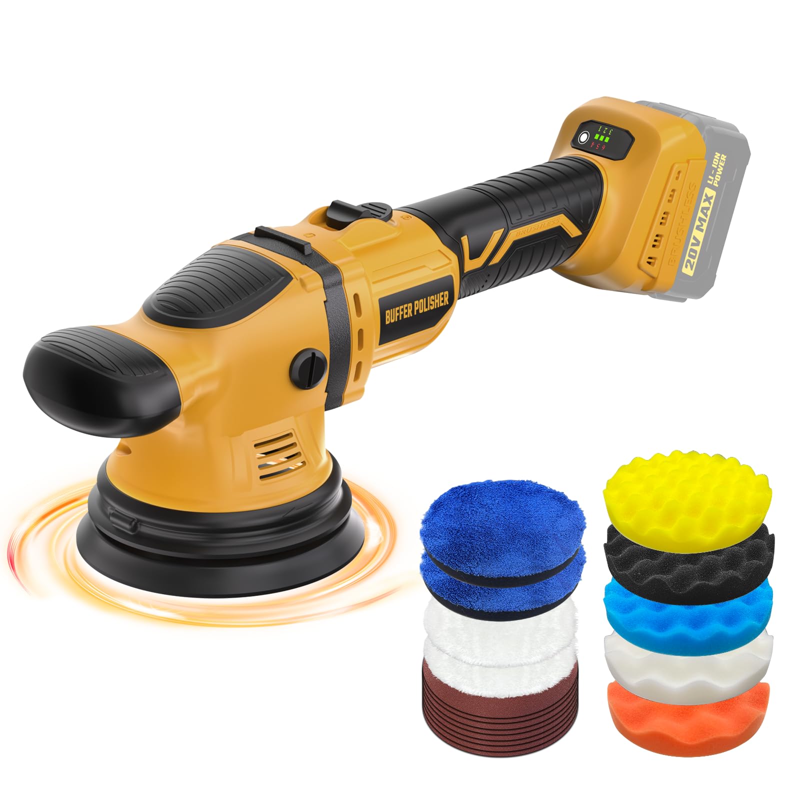 VERVEWAVE cordless buffer polisher kit with DeWalt 20V compatibility for smooth waxing