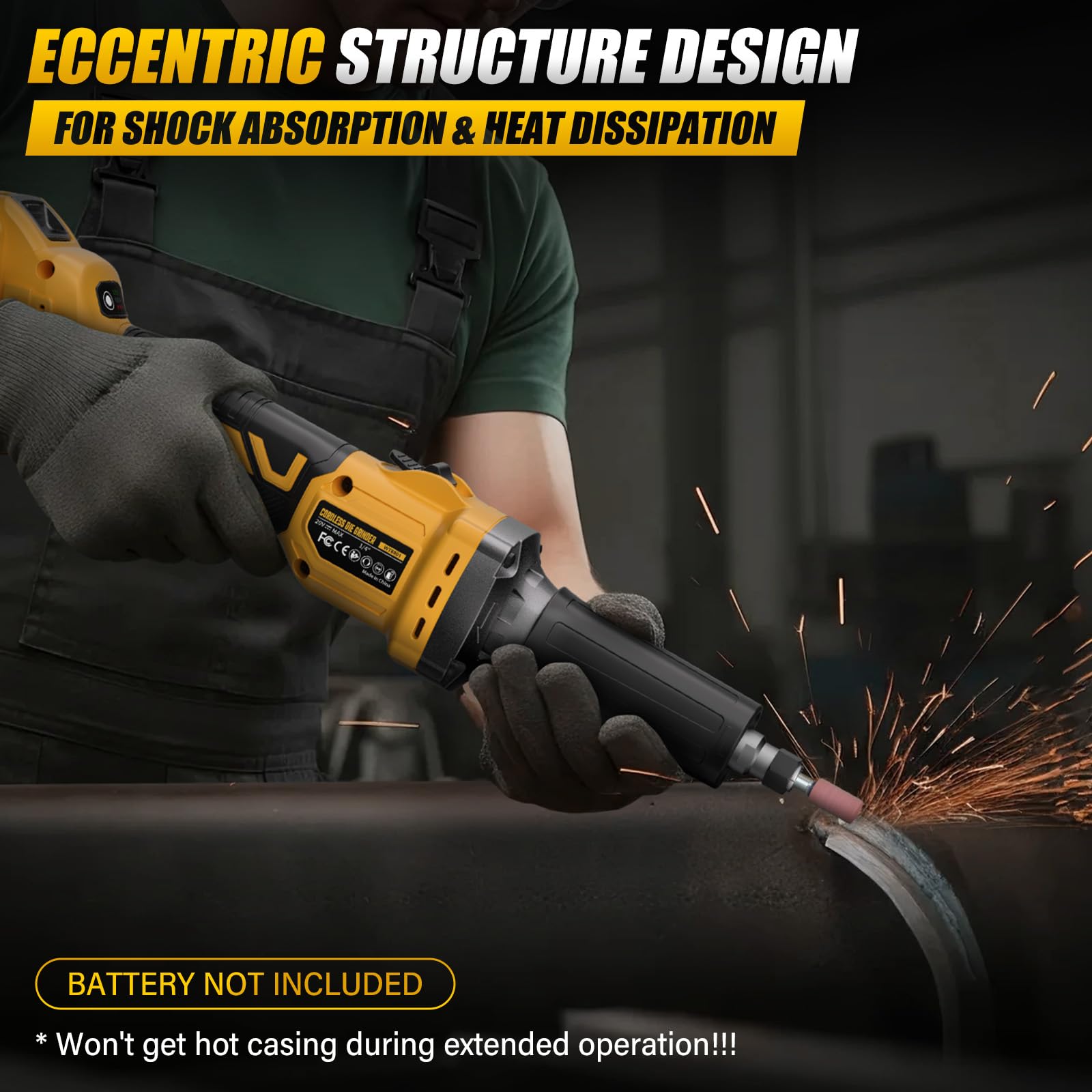 VERVEWAVE eccentric design lowers vibration for smoother grinding.