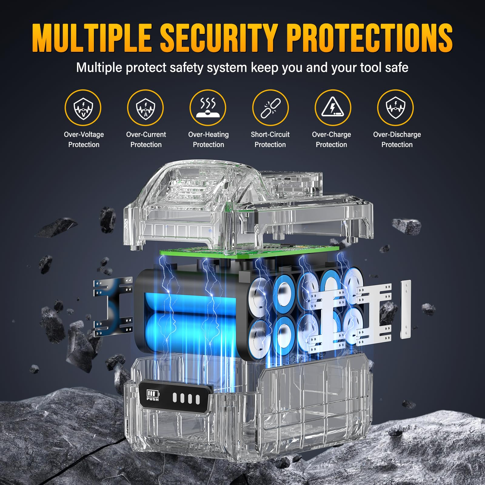 VERVEWAVE battery highlighting reinforced safety system for reliable operation.