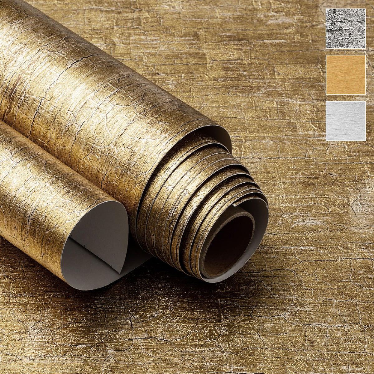 Very Berry Sticker gold wallpaper applied to cabinet for a luxurious, durable finish.