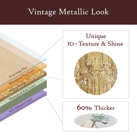 Very Berry Sticker gold wallpaper on desk surface creates premium home office look.