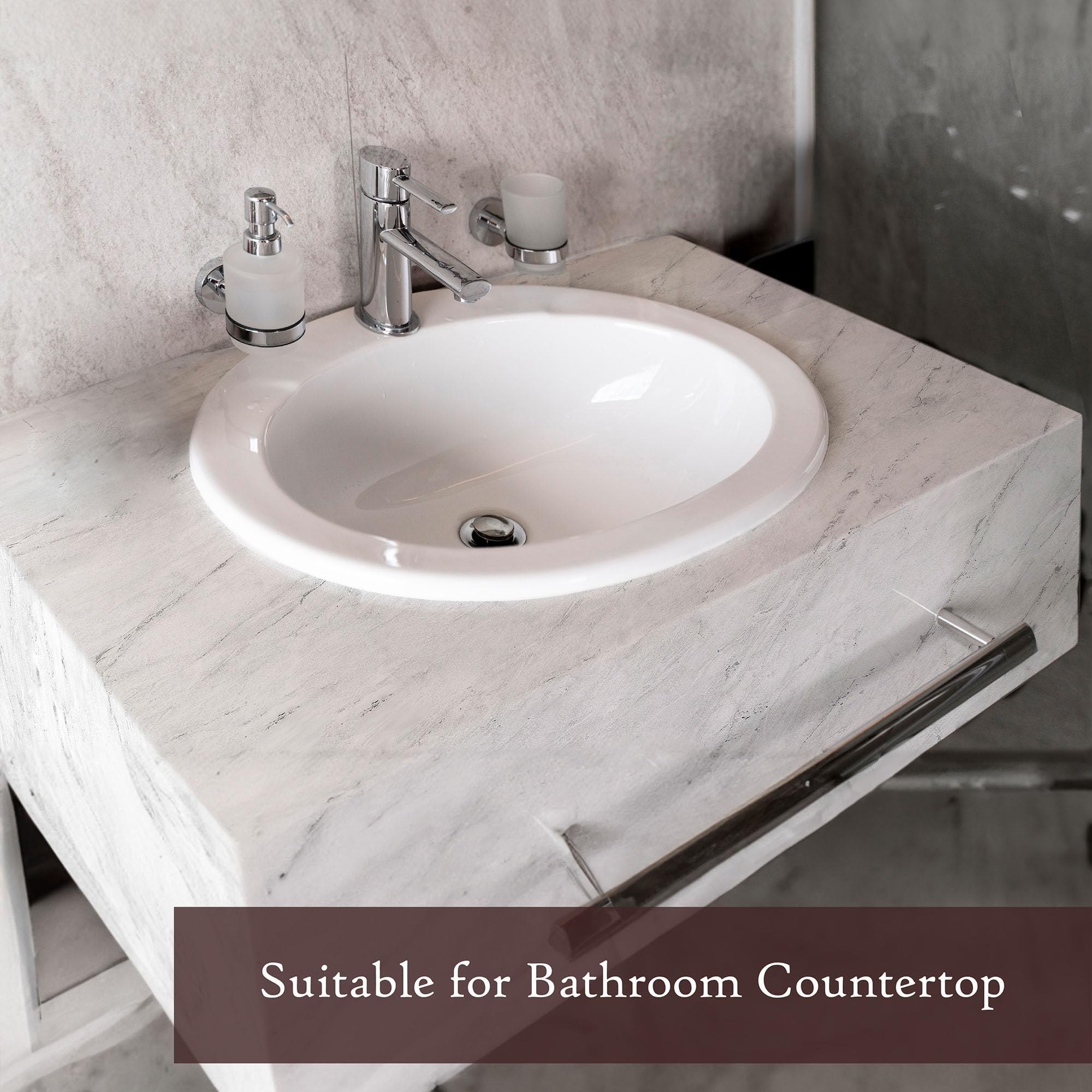 Very Berry Sticker marble contact paper for bathroom vanity creates a fresh look.
