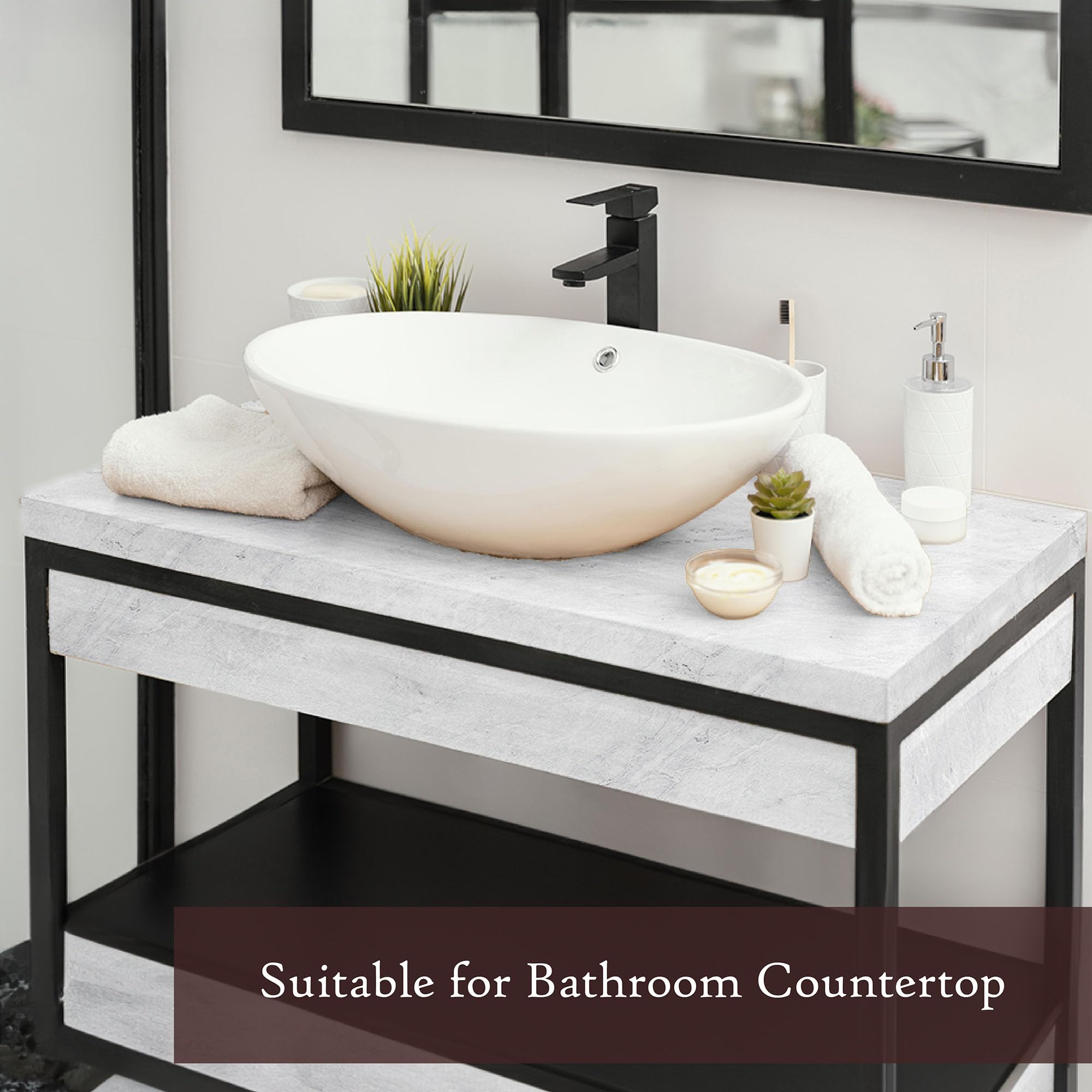 Very Berry Sticker marble contact paper over cabinets creates a sleek renter-friendly reveal.