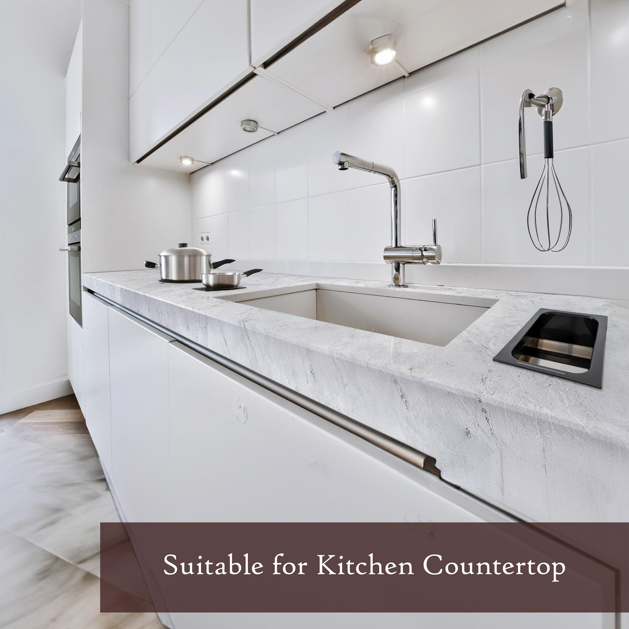 Very Berry Sticker marble contact paper countertop application offers easy DIY makeover.