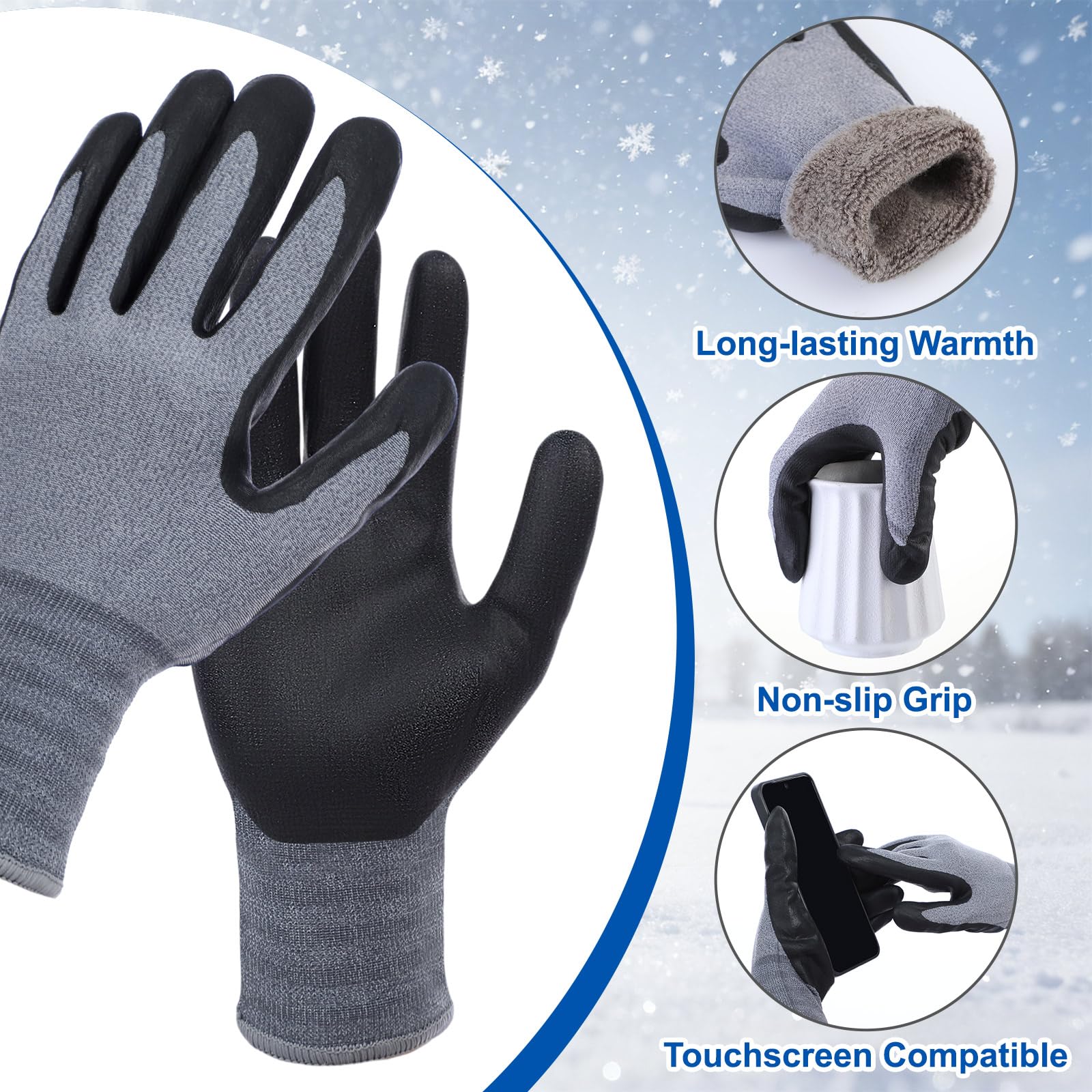 Vesici waterproof foam latex palm coating provides grip and protection during wet tasks.