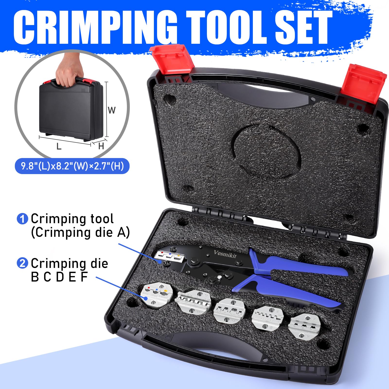 Vesmikit ratcheting crimp action in use delivers smooth, consistent crimps.