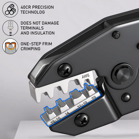 Vesmikit spade-terminal crimp provides solid electrical contact.