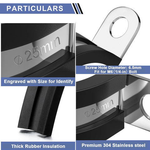 Vesmikit ten sizes for pipes, hoses, and wires provides flexible mounting options.