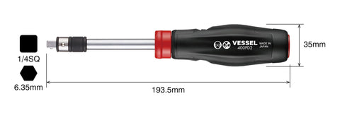 VESSEL 400PD2 side grip emphasizes ergonomic handle for comfortable, extended use.