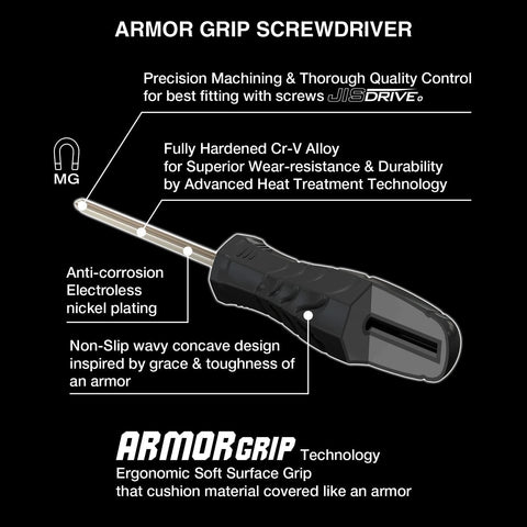 VESSEL Armor Grip JIS drive compatibility for smooth screw engagement.