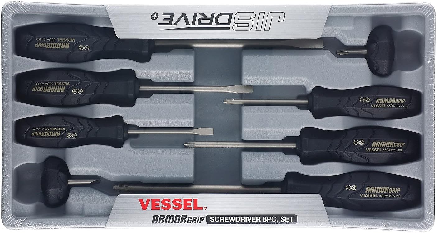 VESSEL Armor Grip 8pc set in PP tray for organized DIY storage