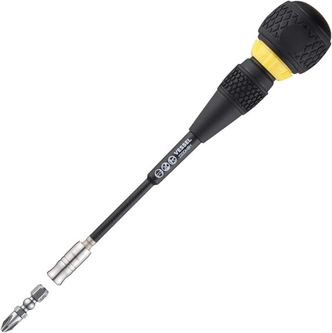 VESSEL Ball Grip ratchet screwdriver with interchangeable bits for precise driving