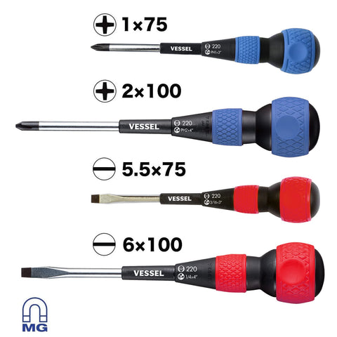 VESSEL Ball Grip screwdriver 1-4x4: versatile torque for full-size tasks