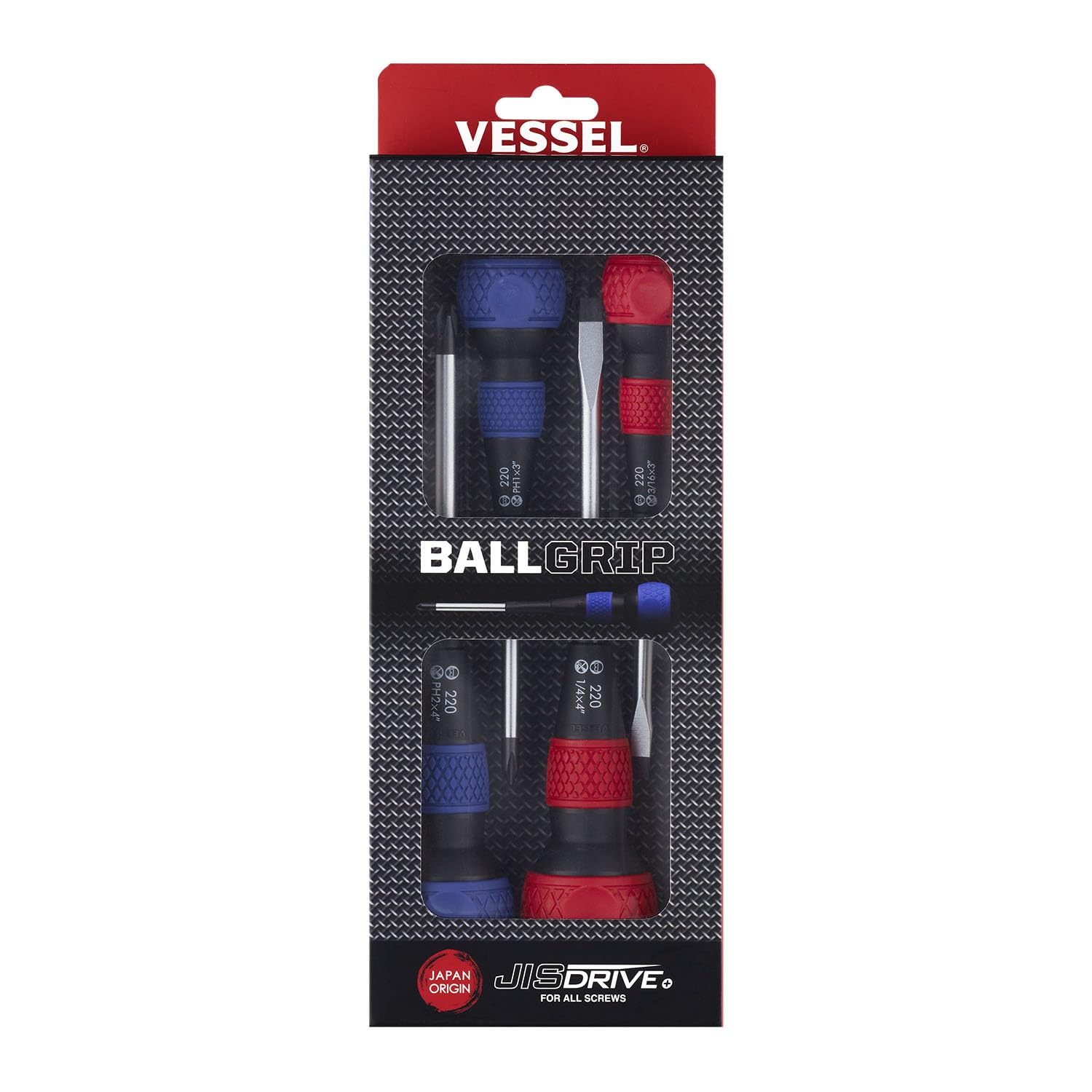 VESSEL Ball Grip screwdriver 3-16x3: precise small-fastener drive with ergonomic design