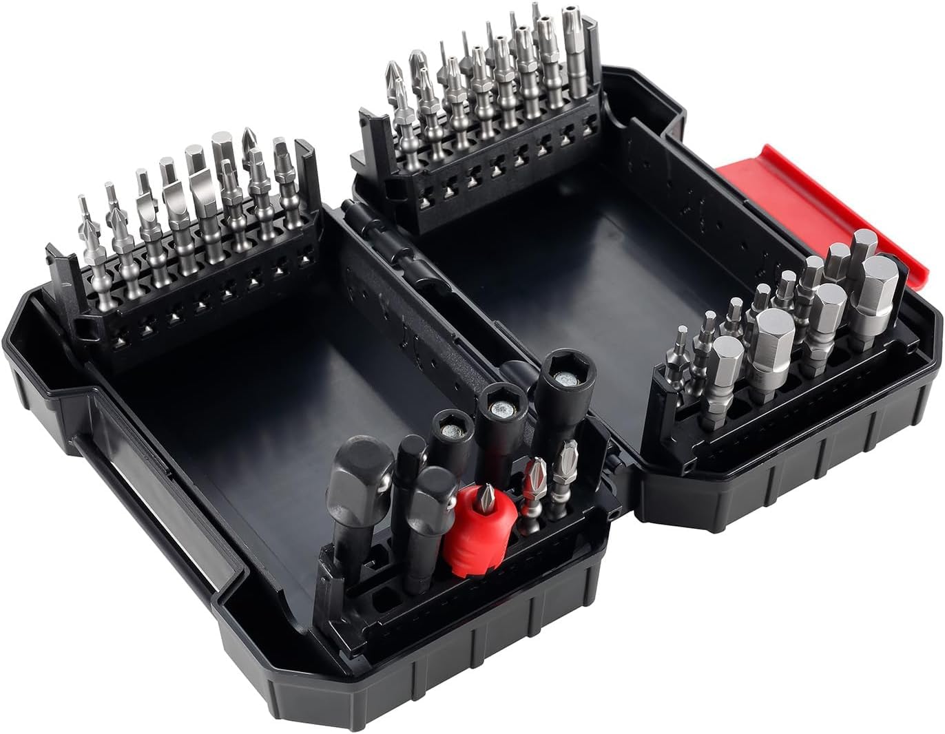 VESSEL bit assortment layout featuring hex, slotted, torx, and square drives