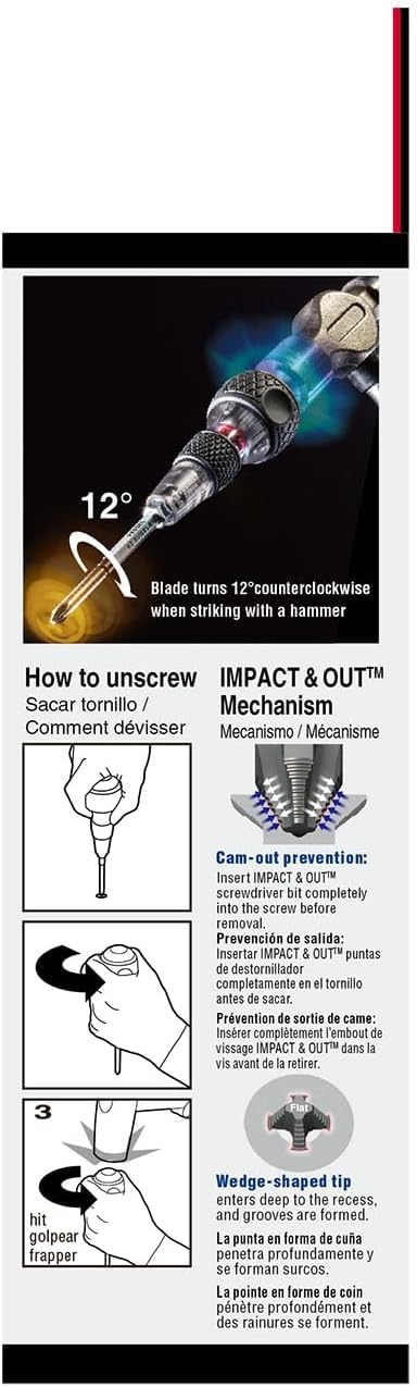 The cam mechanism on the VESSEL screwdriver enables smoother reorientation during strikes.