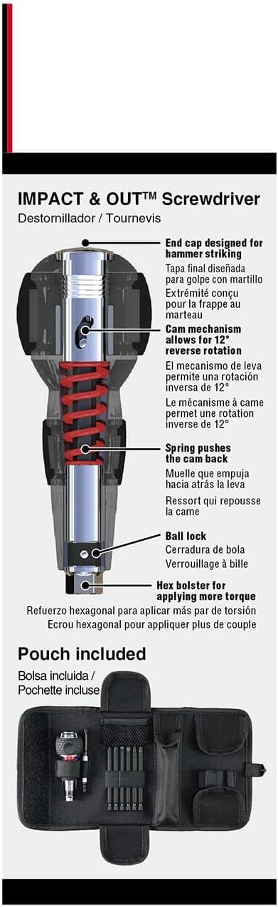 Hex bolster on the VESSEL driver increases torque for stubborn fasteners.