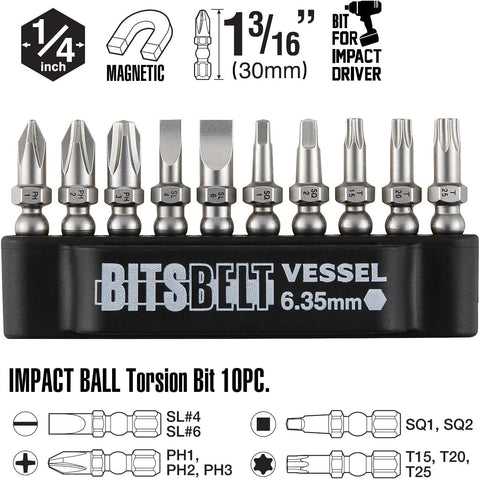VESSEL Magnetic bit holder keeps bits within reach.