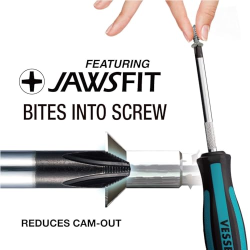 VESSEL Megadora Jawsfit tips highlight reduced cam-out during screws.