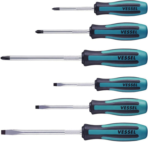 VESSEL Megadora paper box packaging for six-piece screwdriver set.