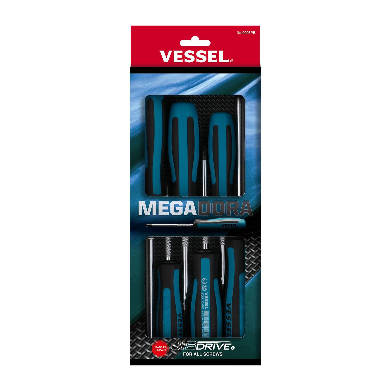 VESSEL Megadora six-piece set covers multiple driver sizes.