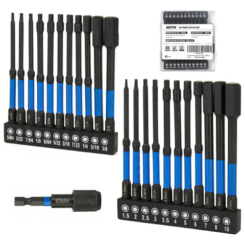 VESTTIO 23pcs 4in hex bit set case for organized DIY projects