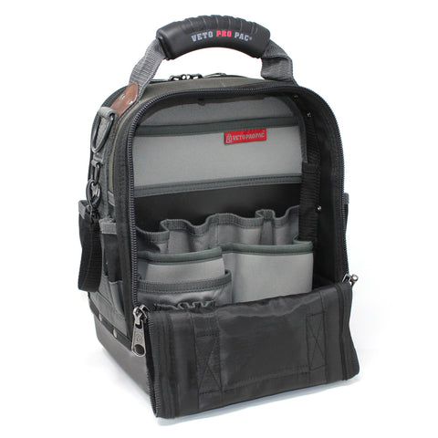 VETO Pro Pac Tech-MCT bag pocket layout highlights 44 pockets for tools.