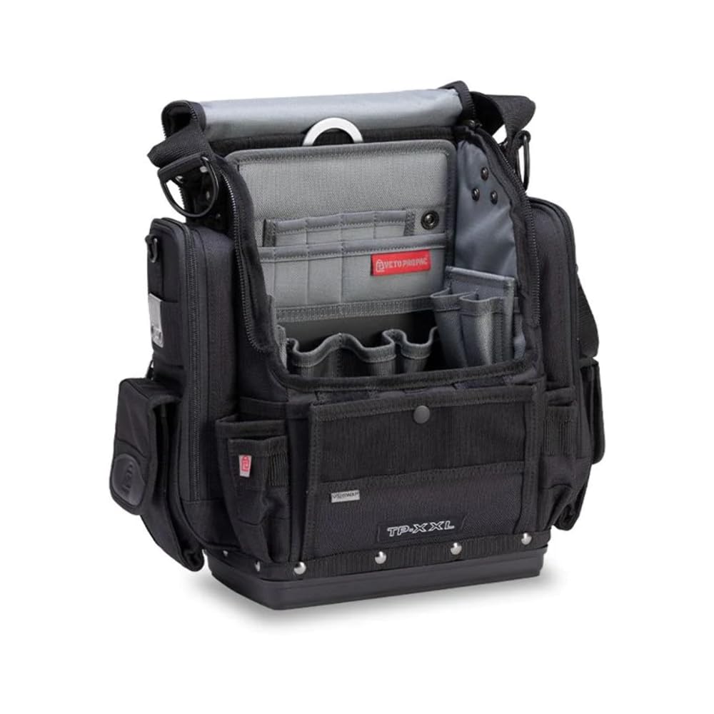 Veto TP-XXL Blackout side pocket panel highlighting versatile storage for meters and gear.