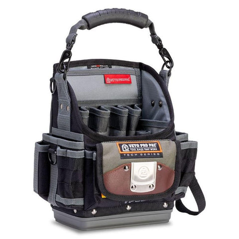 Veto TP6B front view showing organized interior pockets for quick tool access