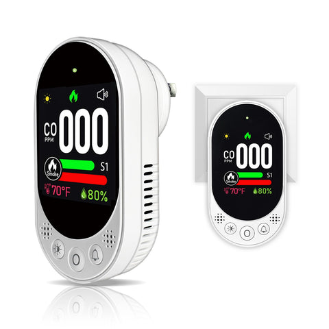 VETOUCH 4-in-1 plug-in detector with digital display showing CO and smoke