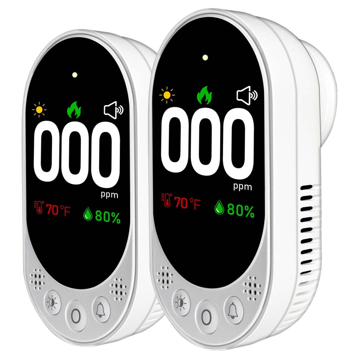 VETOUCH CO detector with digital display provides real-time CO levels for quick awareness.