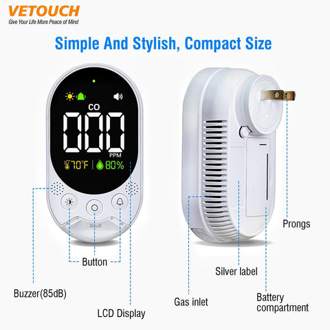 VETOUCH CO detector activates emergency lighting during outages while monitoring CO.