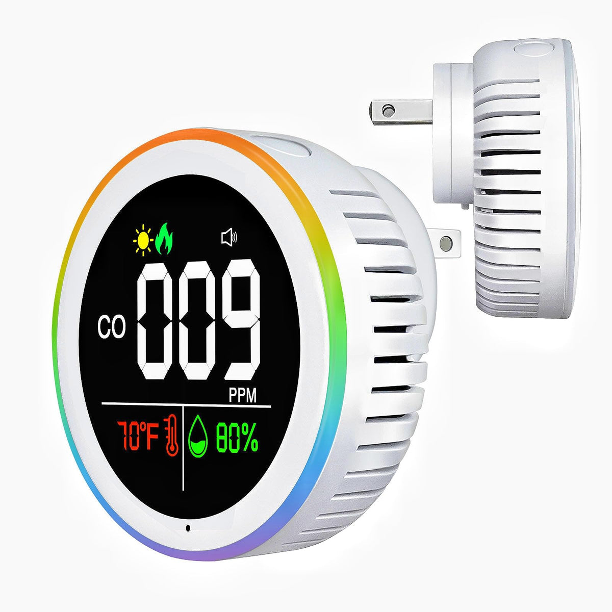 VETOUCH CO detector with LED halo lighting enhances bedroom safety ambiance