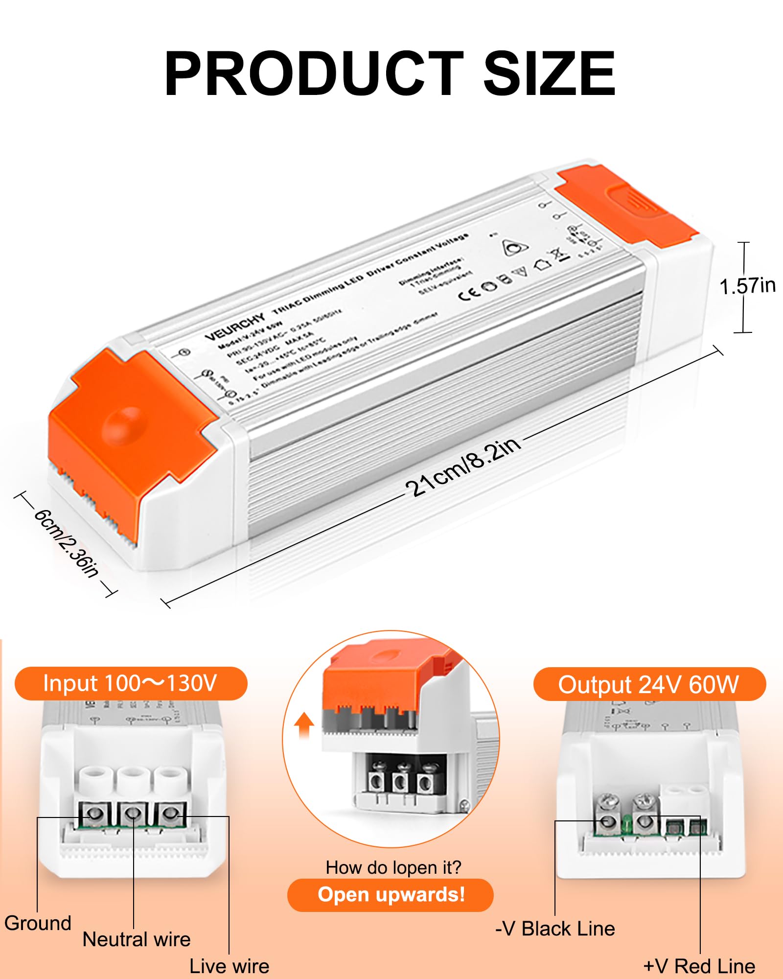 VEURCHY 120V to 24V power conversion for LED loads