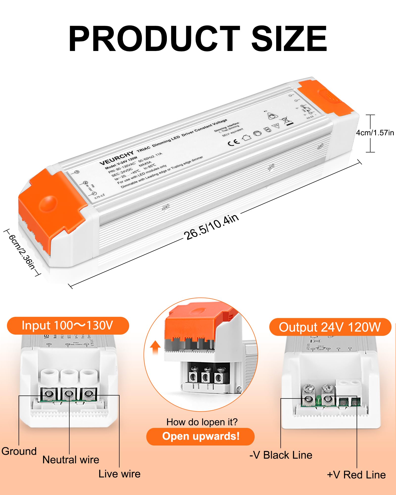VEURCHY 120W 24V driver dimming range from 0 to 100% for mood lighting