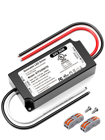 VEURCHY 24V dimmable driver front view for easy under-cabinet installation