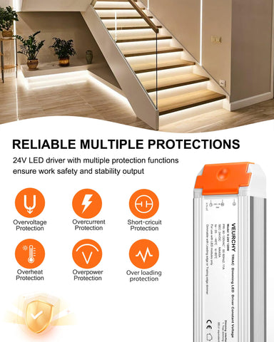 VEURCHY 24V dimmable LED driver dimmer compatibility with common switches