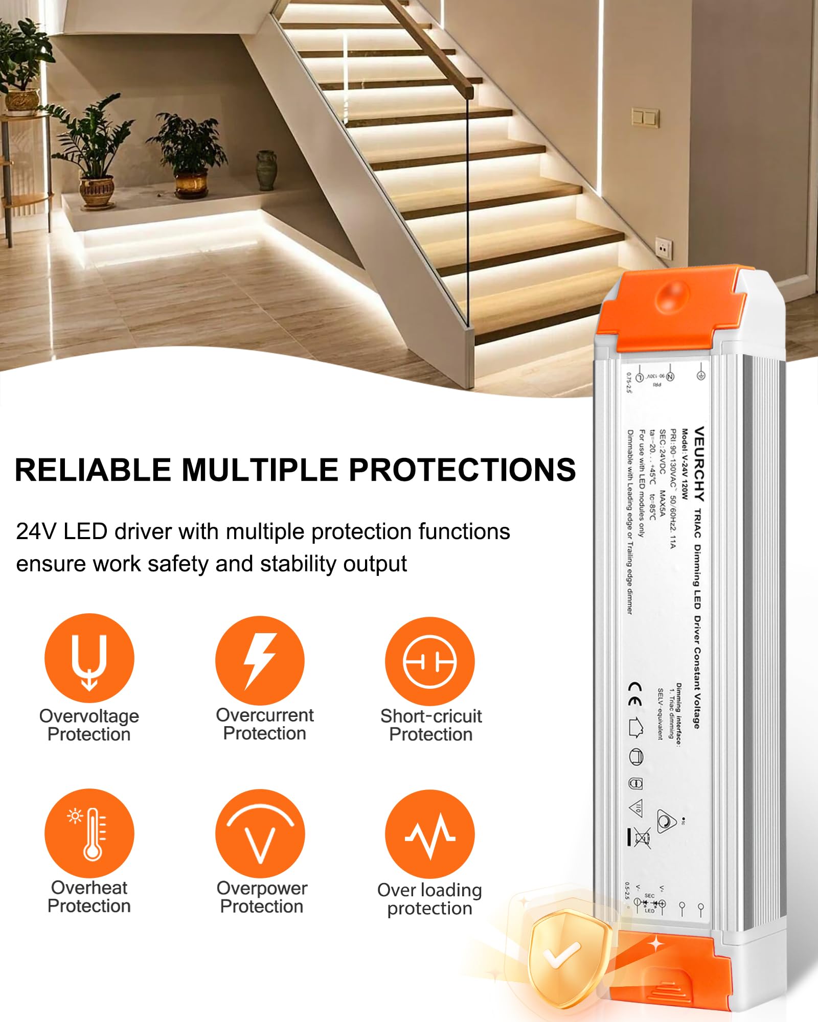 VEURCHY 24V LED driver cabinet-lighting setup enabling reliable illumination