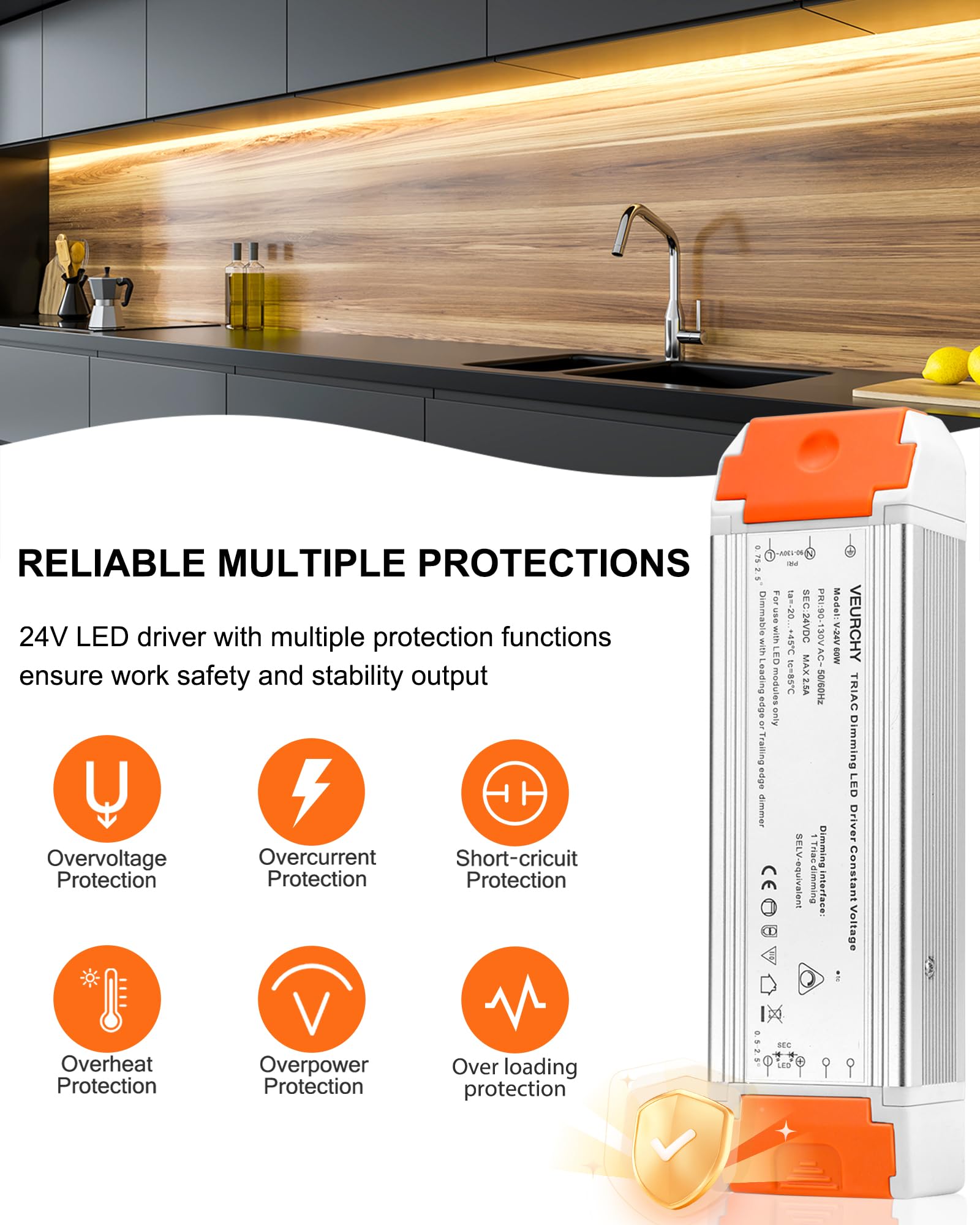 VEURCHY aluminum casing for efficient cooling and longevity