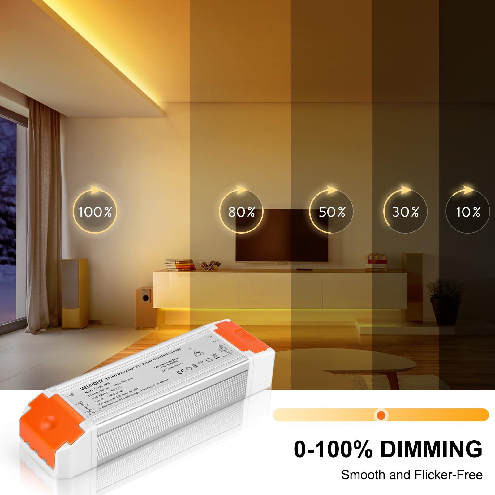 VEURCHY wiring setup demonstrates easy installation for low-voltage lighting