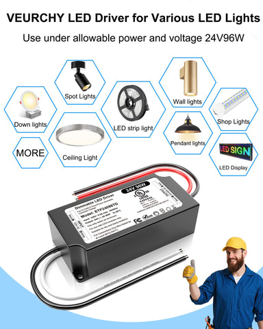 VEURCHY flicker-free dimming delivers steady light from 0 to 100%.