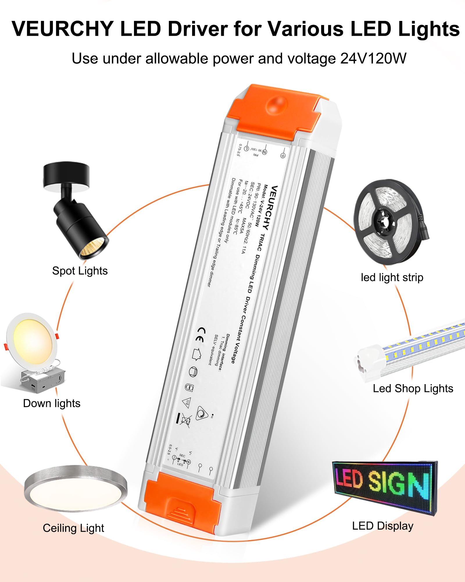 VEURCHY LED driver aluminum casing supports cooling and longevity