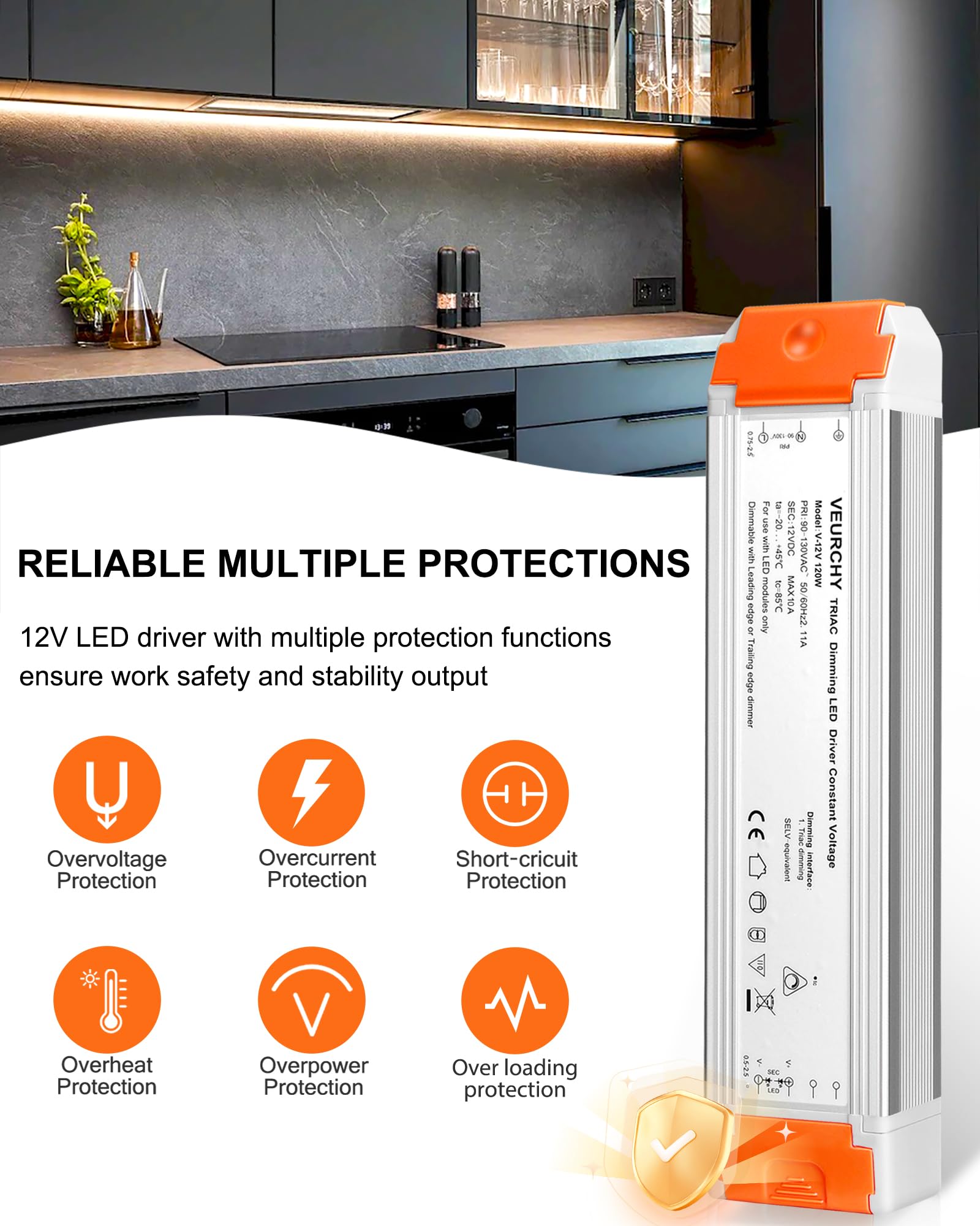 VEURCHY MCU-controlled dimming delivers precise 0-100% adjustment for ambience.